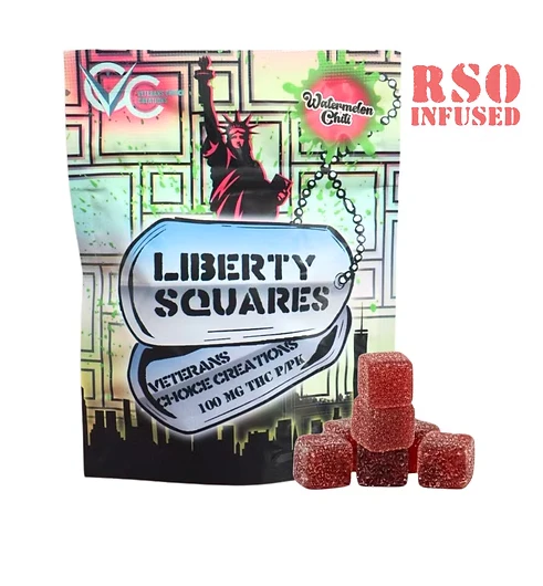 Veterans Choice Creations - Veterans Choice Creations | Edibles - RSO Gummies | Liberty Squares Watermelon Chili | 10pc x 100mg | Main Image