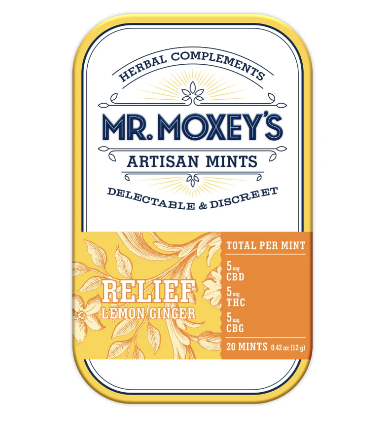 Mr. Moxey's - Relief Lemon Ginger 1:1:1 Mints | CBD & CBG Enhanced | 20pack Main Image