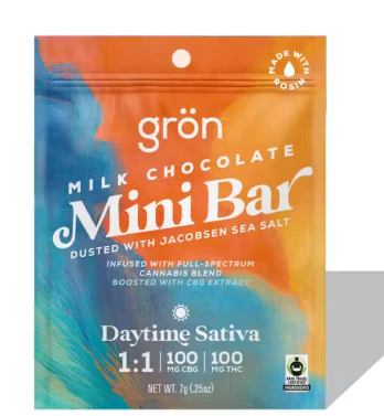 Grön - GRON Milk Chocolate Mini Bar | 1:1 CBG:THC | 100mg Main Image