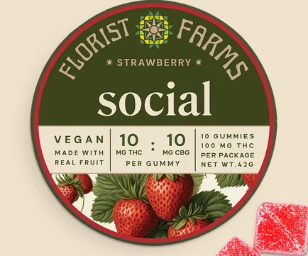 Florist Farms - Florist Farms - Strawberry - 1:1 THC:CBG Gummies Main Image