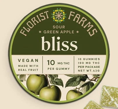 Florist Farms - Florist Farms - Sour Green Apple - 100mg THC Gummies Main Image