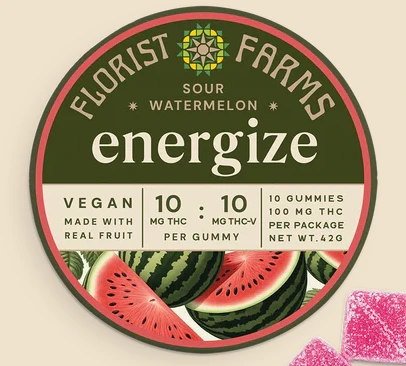 Florist Farms - Florist Farms - Sour Watermelon - 1:1 THC:THCv Gummies Main Image