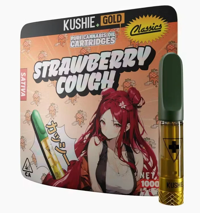 Kushie Brand - (2 FOR $30 MIX & MATCH) Strawberry Cough - 1g Vape Cartridge (Kushie Brand + Gold) Main Image