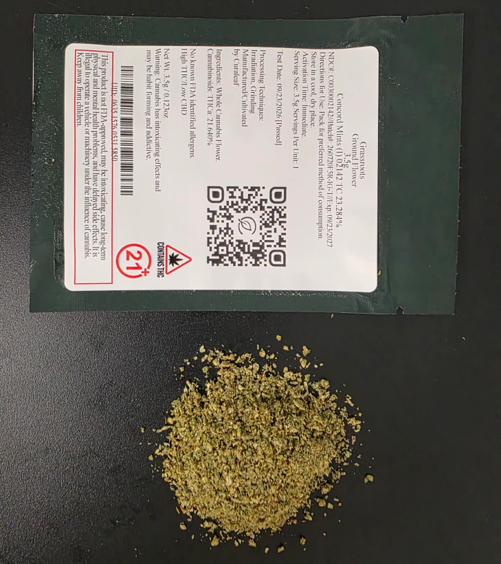 Grassroots - Grassroots Ground Flower 3.5g Concord Mints (I) 02142 TC 23.284% Main Image