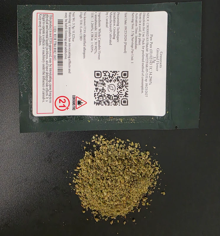 Grassroots - Grassroots Ground Flower 3.5g Paw Paw (H) 02143 TC 34.296% Main Image