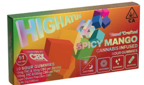 Highatus - HIGHATUS | SPICY MANGO 1:1 THC/CBG - 10PK | EDIBLE | 100MG Main Image