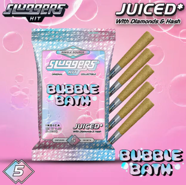 SLUGGERS HIT - Bubble Bath - 5pk Diamond & Hash Infused Pre-rolls (Sluggers) Main Image