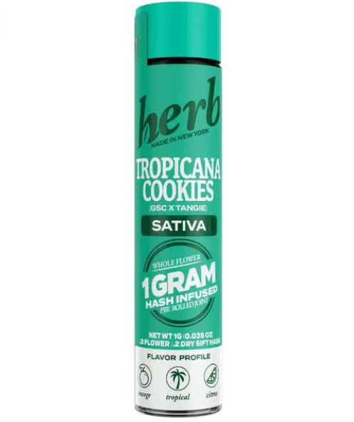 Herb - Herb | Tropicana Cookies | Premium Indoor | Hash Infused | Preroll | 1g | Sativa Main Image