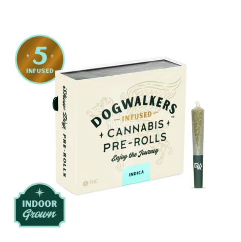 Dogwalkers - CHEDDAR CHEESE INFUSED 5PK PREROLLS - DOGWALKERS - 2.25g Main Image