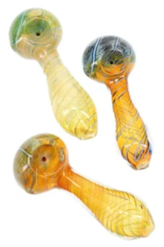 OHANA CANNABIS CO. - 3.5" Striped Frit Glass Pipe Main Image