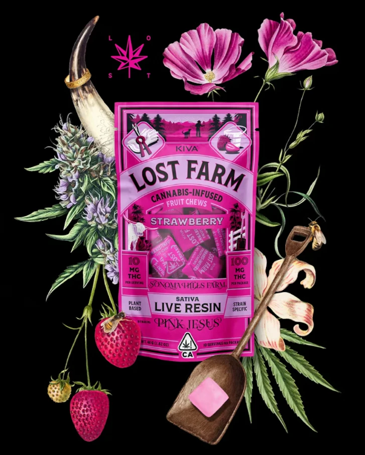 Lost Farm - [Lost Farm] Live Resin Chews - 100mg - Strawberry Pink Jesus (S) Main Image