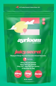 AYRLOOM - Ayrloom - Juicy Secret Watermelon - 2:1 (10mg THC:5mg THVC) - 100mg - 10mg x 10ct - Edibles