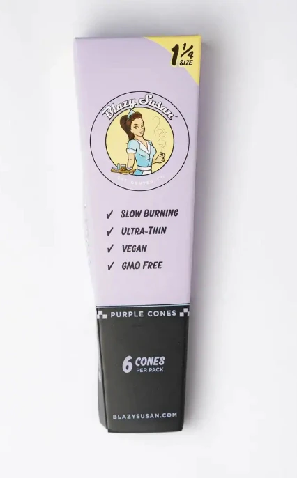 Blazy Susan -  Blazy Susan Purple Cones- 1 1/4 Sized Pre-Rolled Cones (6x count) Main Image