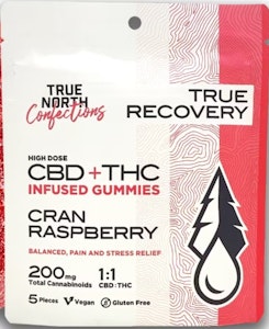 True North - True North-Gummies-1:1 CBD: THC-Cran Rasberry-Hybrid-200mg THC