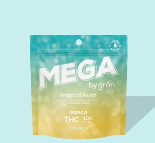 Gron - Tropical Twist Mega -Indica- (Gummy) 100mg THC | Grön   -pp12
