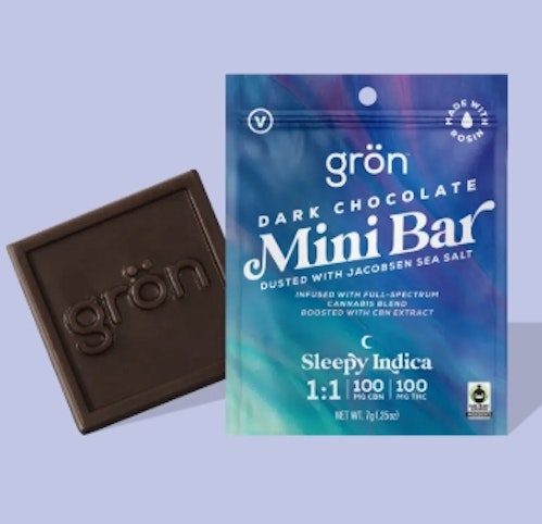 Gron - Dark Chocolate -Indica- Sea Salt Chocolate Mini Bar: 1:1 -Sleepy Indica- CBN/THC | Grön   -rr11 back
