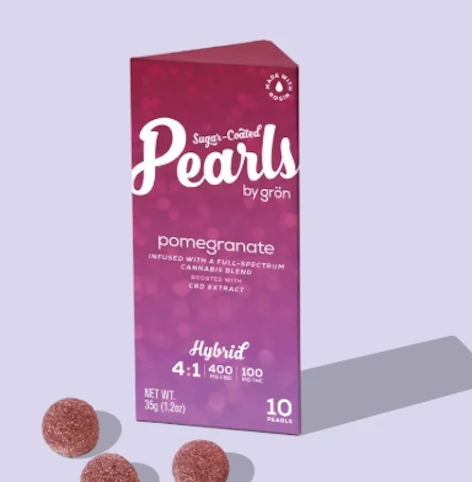 GRON - Pomegranate Pearls -Hybrid- 40:10 CBD:THC 10pk Gummies (Edibles) | Grön      -OO11