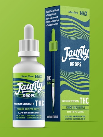 Jaunty - Citrus Lime -Hybrid- MAX Drops Cannabis Oil 1000mg (Tincture) 1fl oz | Jaunty     -ff12 front