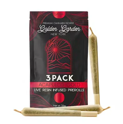 Golden Garden - ACAPULCO GOLD LIVE RESIN INFUSED 3PK PREROLLS - GOLDEN GARDEN - 3.6g Main Image