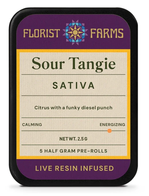 Florist Farms - C16 Florist Farms Sour Tangie Live Resin Infused Pre Roll 5pk .5g each Main Image