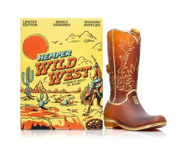 Hemper Glass - 9.3" Hemper Wild West Cowboy Boot XL Bong Main Image