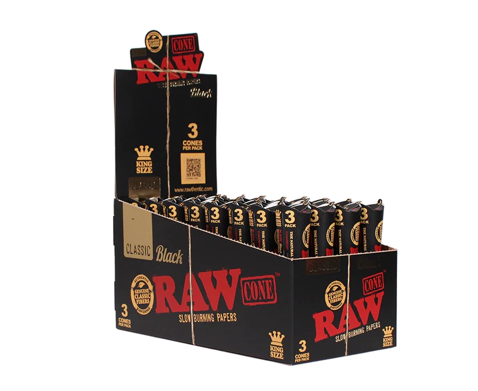 RAW - RAW Authentic Classic Black 1 1/4 Cones - 6 Per Pack Main Image