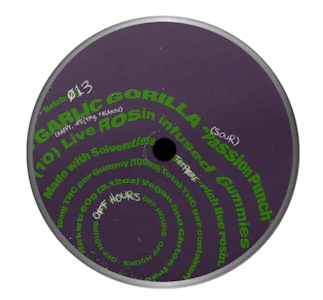 Off Hours - Off Hours - Garlic Gorilla “Sour Passion Punch” - Live Rosin - 10ct - 100mg - Edibles