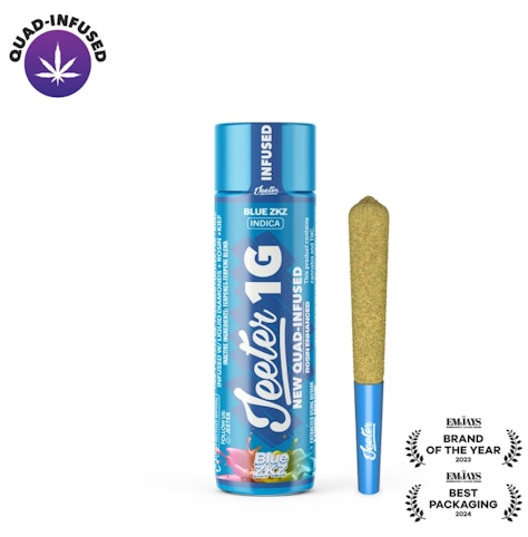 Jeeter - Blue ZKZ -Indica- 38.33% THC | New Quad Infused 42.36% TAC (Pre-Roll) 1g | Jeeter      -kk4 BACK