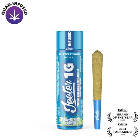 Jeeter - Blueberry Kush -Indica- 34.20% THC | New Quad-Infused 37.97% TAC (Pre-Roll) 1g | Jeeter      -ll4 MIDDLE