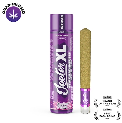 Jeeter - Sugar Plum -Sativa- 35.82% THC | XL New Quad-Infused 39.73% TAC (Pre-Roll) 2g | Jeeter      -ll4 FRONT