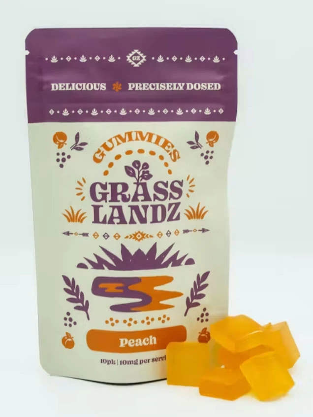 Grasslandz - Peach Gummies- 100mg (10ct) - Grasslandz Main Image