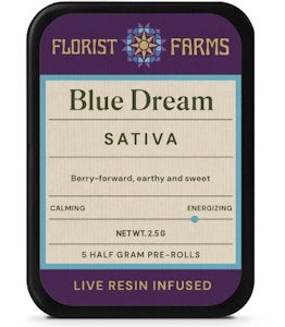 Florist Farms - A62 Florist Farms Blue Dream Infused Pre-roll 5pk .5g
