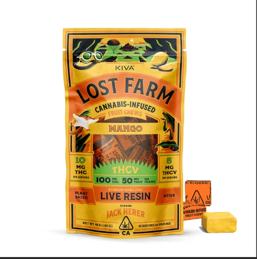 Kiva Confections - Lost Farm Chews | Mango Jack Herer | THCv 10:5 100mg Main Image
