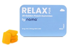 Golden Peach -Hybrid- (Relax Plus) 5mg THC | 25mg CBD | 1mg CBC| 20 gummies (Edibles) | Nama   -uuu11