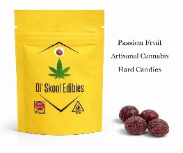 ol' skool edibles - Ol' Skool Edibles- Packaged Passion Fruit Jolly Drops (live rosin infused) 5mg THC Main Image
