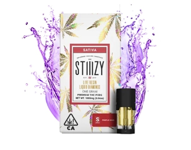 STIIIZY - PURPLE HAZE -Sativa- 85.07% THC | 1G Live Resin Liquid Diamonds Pod (Vape Cartridge) | 87.88% TAC | STIIIZY   -nn1 back