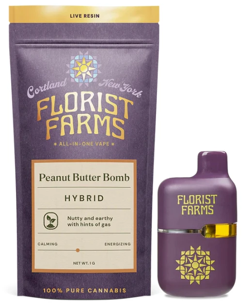 Florist Farms - H18 Florist Farms Peanut Butter Bomb Live Resin All-In-One-Vape 1G Main Image