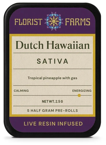 Florist Farms - B63 Florist Farms Dutch Hawaiian Infused Pre-roll 5pk 2.5g Main Image