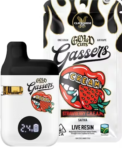 strawberry cream vape disposable Claybourne - - C.R.E.A.M. - 1g Select Flavor ::Gold Kiwi nicotine free disposable vape Shop Rainbow Cloud |