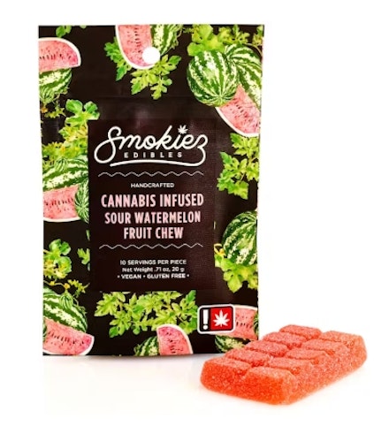 Smokiez Edibles - Sour Watermelon -Hybrid- 100mg 10pk Gummy (Edibles) | Smokiez       -dd2 FRONT