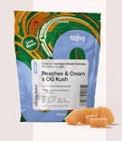 MFNY | Peaches & Cream x O2 OG Kush -Indica- 10mg 10pk Live Resin Gummies (Edibles) |       -u3 FRONT