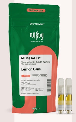 MFNY - Lemon Cane -Sativa- 81.20% THC | Live Resin 510 Cart (Vaporizer) 0.5g 2pk MF-ing Two-Fer | MFNY   -v4 middle