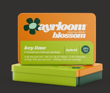 AYRLOOM - Ayrloom - Key Lime - Distillate Infused Blossom .6g Preroll - 5pk