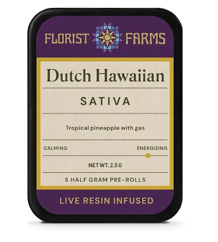 Florist Farms - Dutch Hawaiian -Sativa- Infused Live Resin .5g (Pre-Rolls) 5pk | Florist Farms     -l4 BACK