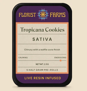 Florist Farms - A16 Florist Farms Trop. Cookies Live Resin Infused Pre Roll 5pk .5g
