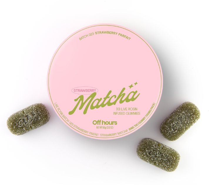 OFFHOURS | Strawberry Matcha "Strawberry Parfait" Live Rosin Gummies- 100mg - Edible