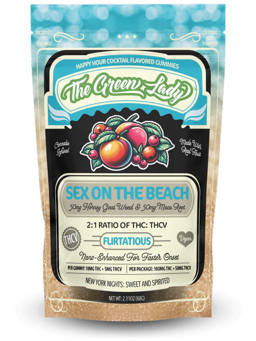 The Green Lady - The Green Lady | Sex on the Beach Gummies | 2:1 THC:THCV | 100mg Main Image