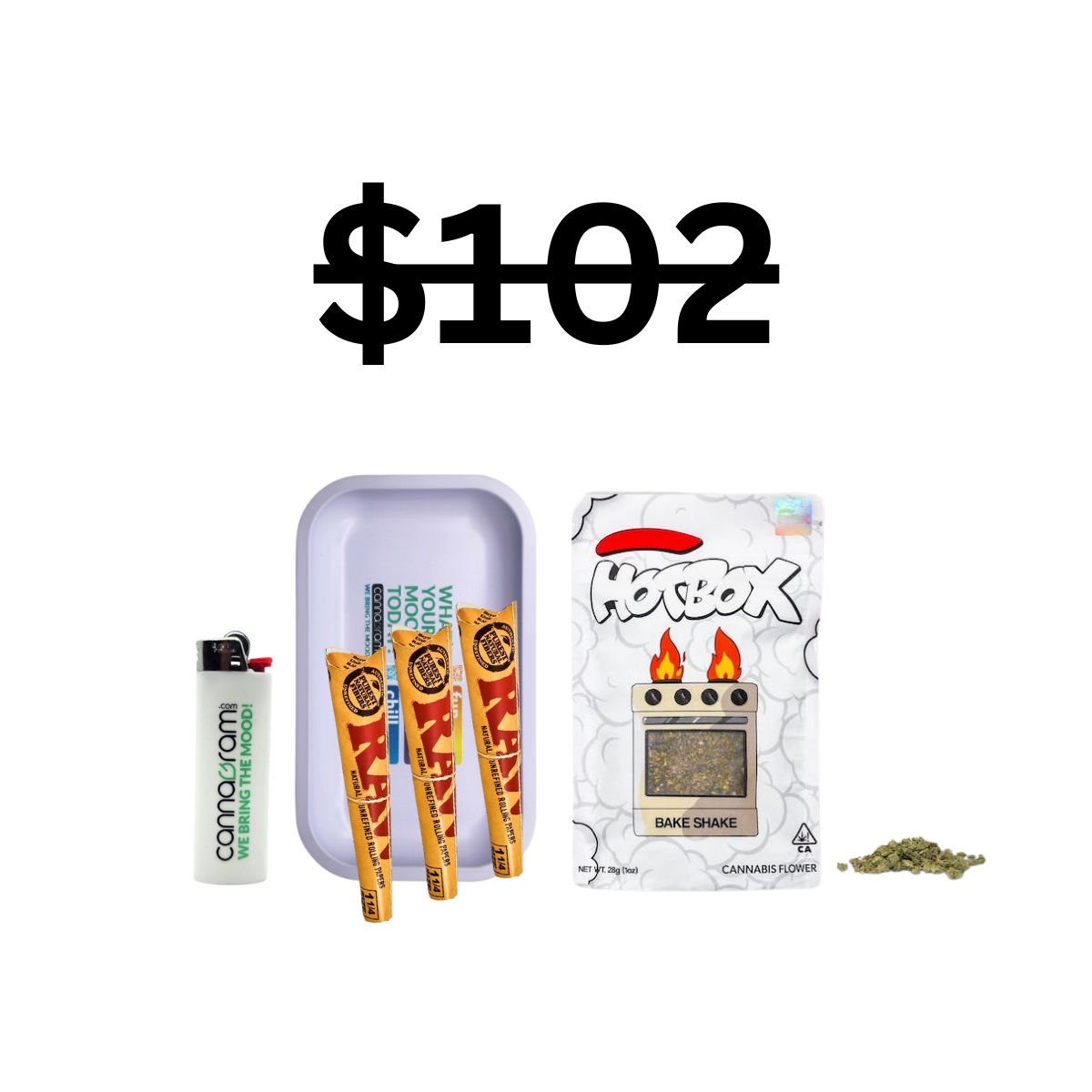 Hotbox Shake Bundle | 1x 28g Shake + 3x  Cones + Cannagram Lighter and Rolling Tray