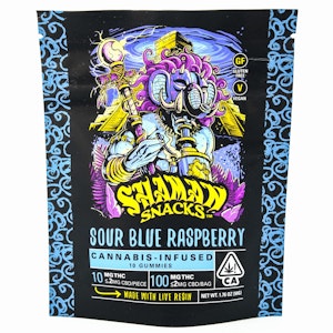 SHAMAN EXTRACTS - Sour Blue Raspberry 100mg 10 Pack Live Resin Gummies - Shaman Extracts