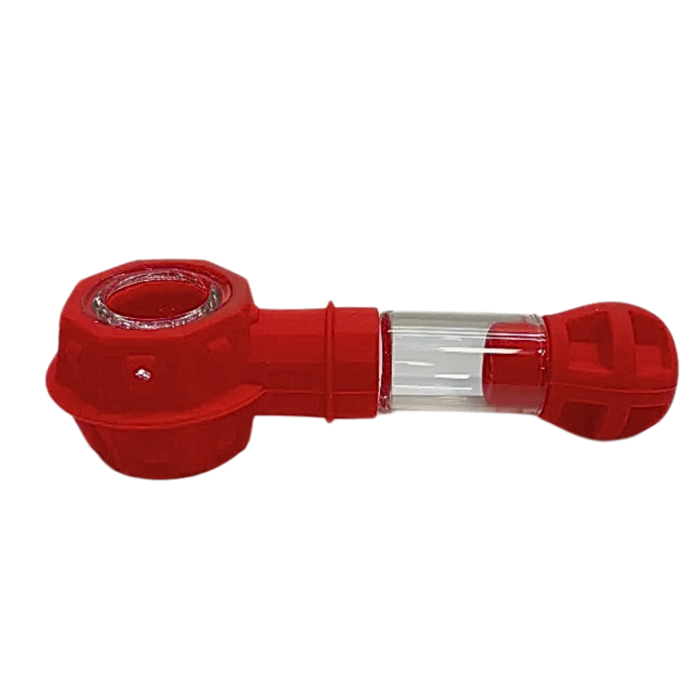 Silicone Pipe w/ Glass Bowl - Red picture